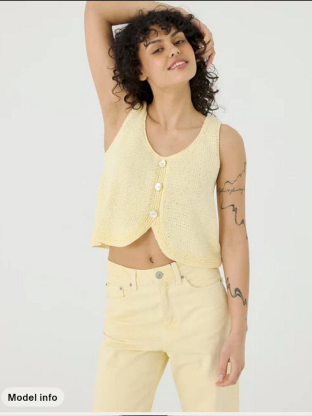 The Knotty Ones Size Small Vėdrynas Butter Yellow Handmade Cotton Top New